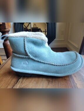 Crocs Blue Suede Crocassins Boots Size 7